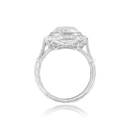 4.60ct Antique Cushion Cut Diamond Platinum Estate Halo Ring 13423 Side View