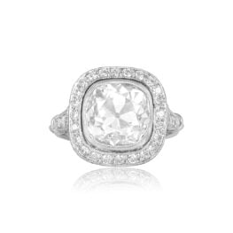 4.60ct Antique Cushion Cut Diamond Ring Estate Halo Ring 13423 Top View