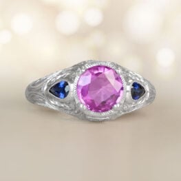 Pink Sapphire Vintage Ring Covelo Ring Artistic Top View