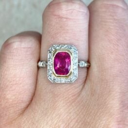 1.62ct Cushion Non Heated Natural Ruby Center Stone Gem Ring 14066 F2