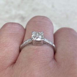 Platinum Box Prong Art Deco Era 0.75ct Diamond Engagement Ring 14215-F3