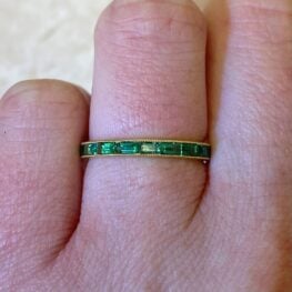 Baguette Cut Emerald Half Eternity Gemstone Band 14456 F2