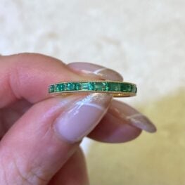 Baguette Cut Natural Emerald Channel Set Half Eternity Band 14456 F5