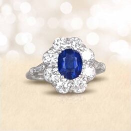 Sapphire and Diamond Cluster Ring Kingston Ring Top View Artisitc