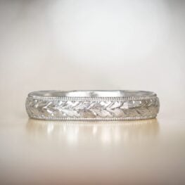 Hand Engraved Platinum Men's Wedding Band Artistic Photo M24_1139
