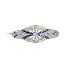 Antique Art Deco Diamond Sapphire Brooch - Beethoven Brooch MAR110 TV