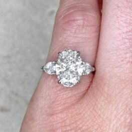 Prong See Oval Cut Diamond D Color SI1 Clarity Three Stone Ring SPK103-F2